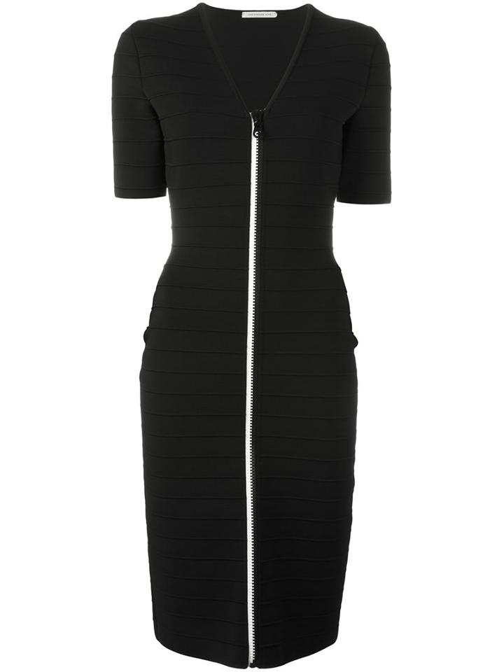 Christopher Kane Bodycon V-neck Dress, Women's, Size: Medium, Black, Viscose/nylon/spandex/elastane
