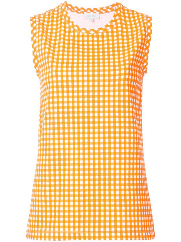 Ck Calvin Klein Printed Gingham Tank - Yellow & Orange