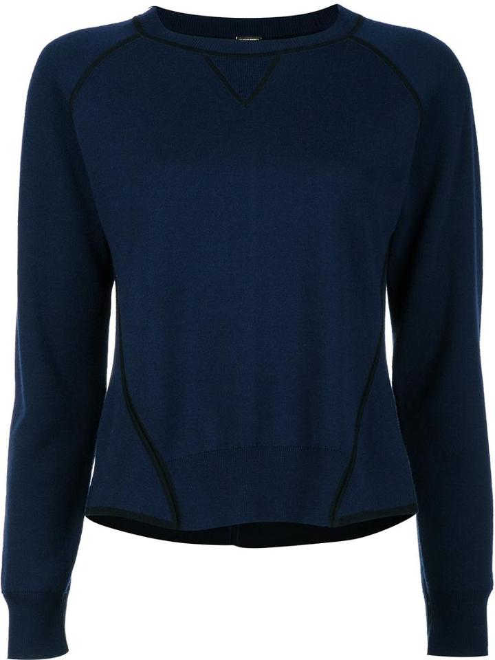 Adam Lippes Contrast Detail Sweatshirt, Women's, Size: Xs, Blue, Merino