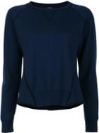 Adam Lippes Contrast Detail Sweatshirt, Women's, Size: Xs, Blue, Merino