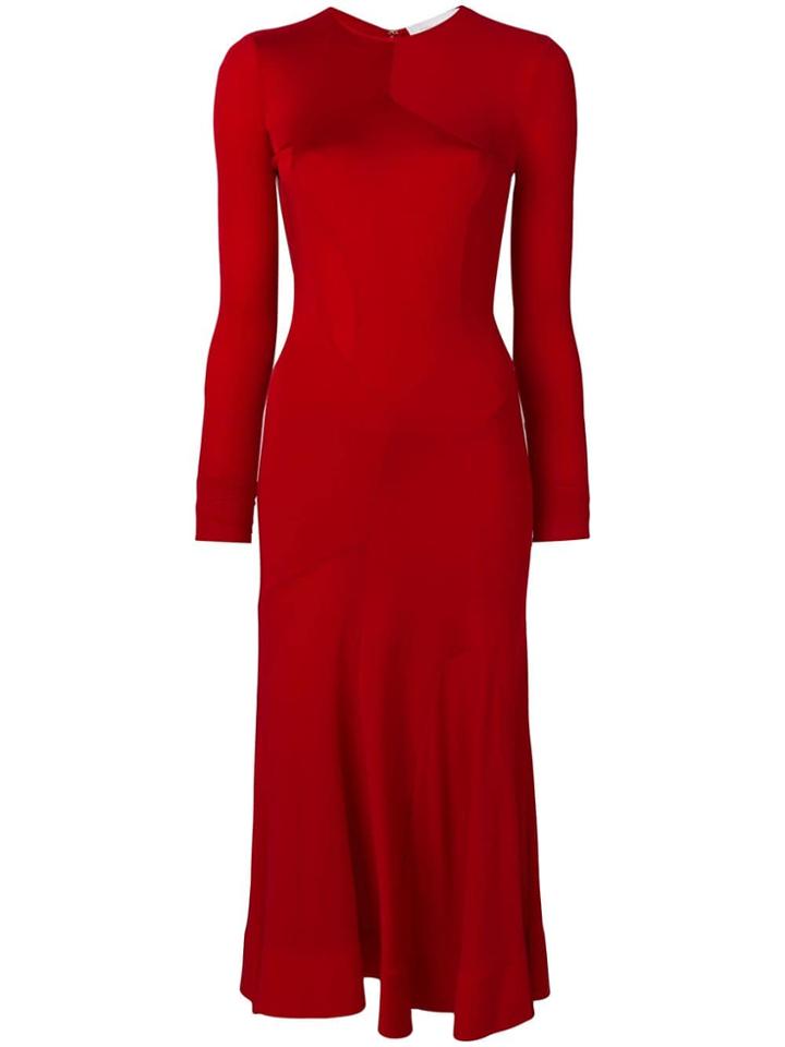Esteban Cortazar Longsleeved Full Circle Dress - Red