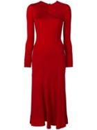 Esteban Cortazar Longsleeved Full Circle Dress - Red
