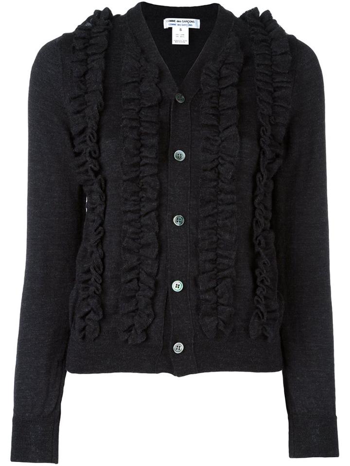 Comme Des Garçons Comme Des Garçons Ruffled Cardigan, Women's, Size: Medium, Grey, Wool