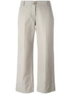 Aspesi - Cropped Pants - Women - Cotton/linen/flax - 42, Nude/neutrals, Cotton/linen/flax