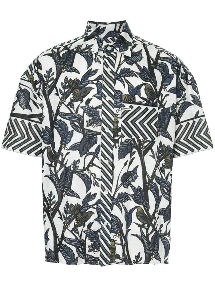 Yoshiokubo Dry Leaf Printed T-shirt - White