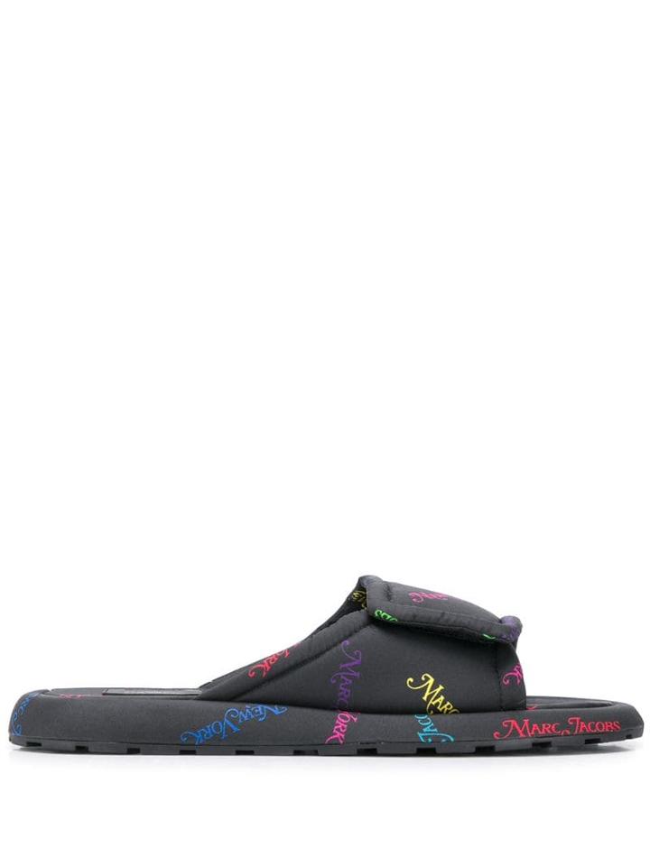 Marc Jacobs All-over Logo Slides - Black