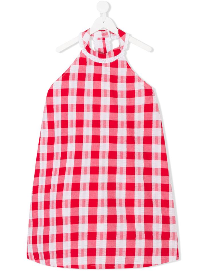 Mariuccia Milano Kids Teen Gingham Halterneck Dress - Red