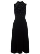 Saint Laurent Crystal Embellished Velvet Dress, Women's, Size: 38, Blue, Silk/cupro/viscose
