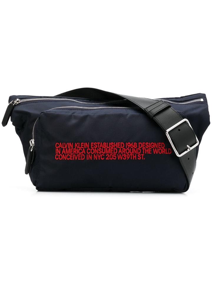 Calvin Klein 205w39nyc Slogan Embroidered Belt Bag - Blue