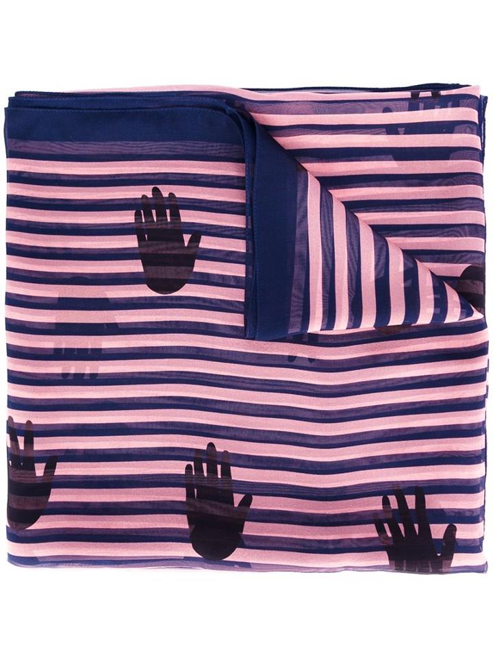 Sonia Rykiel 'hand' Print Striped Scarf