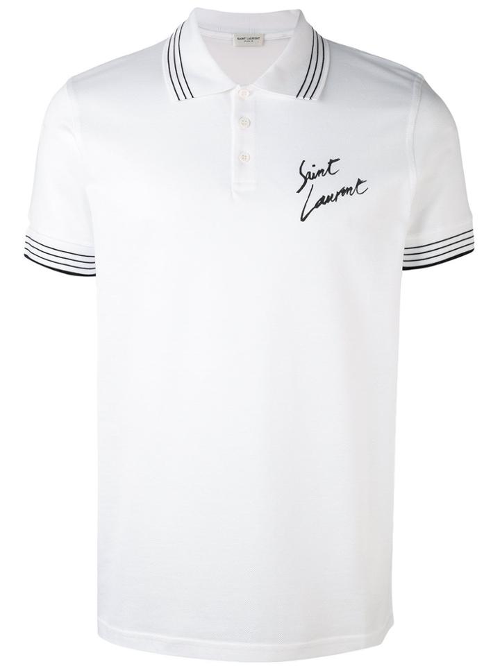Saint Laurent Print Polo Shirt - White