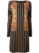 Etro Plaid Paisley Print Dress, Women's, Size: 44, Black, Viscose/spandex/elastane