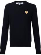 Comme Des Garçons Play - Embroidered Heart Sweater - Men - Wool - L, Blue, Wool