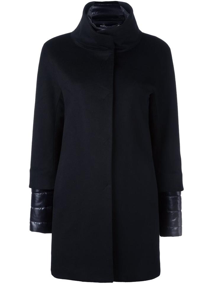 Herno Layered Coat, Women's, Size: 48, Black, Polyamide/polyester/cashmere