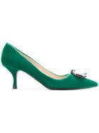 Prada Buckle Front Pumps - Green