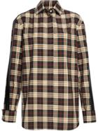 Burberry Stripe Detail Check Cotton Shirt - Black