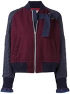 Sacai Embroidered Bomber, Women's, Size: 2, Red, Cotton/polyester/cupro/wool