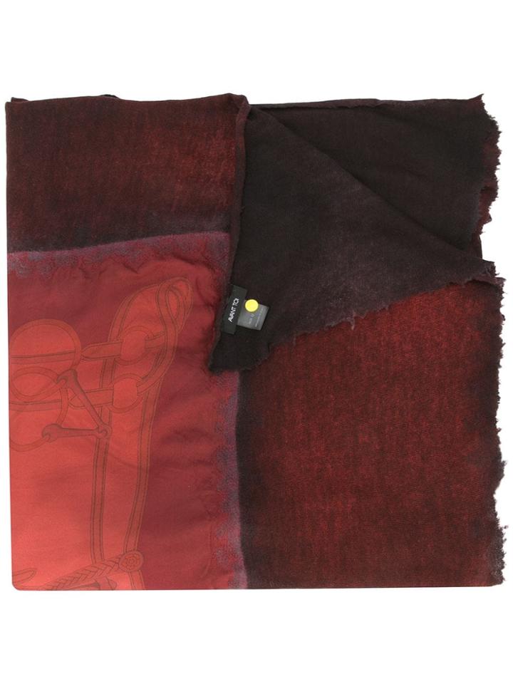 Avant Toi Printed Frayed Hem Scarf - V00375