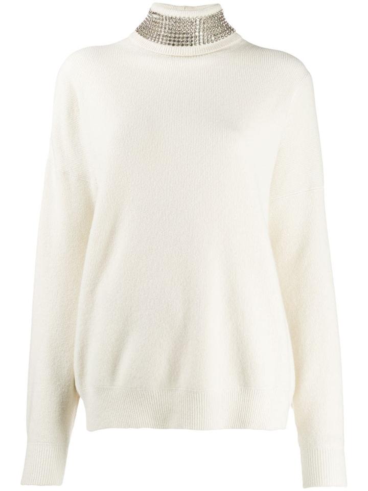 Alexander Wang Embellished Neck Jumper - Neutrals