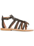 K. Jacques Open Toe Gladiator Sandals - Brown