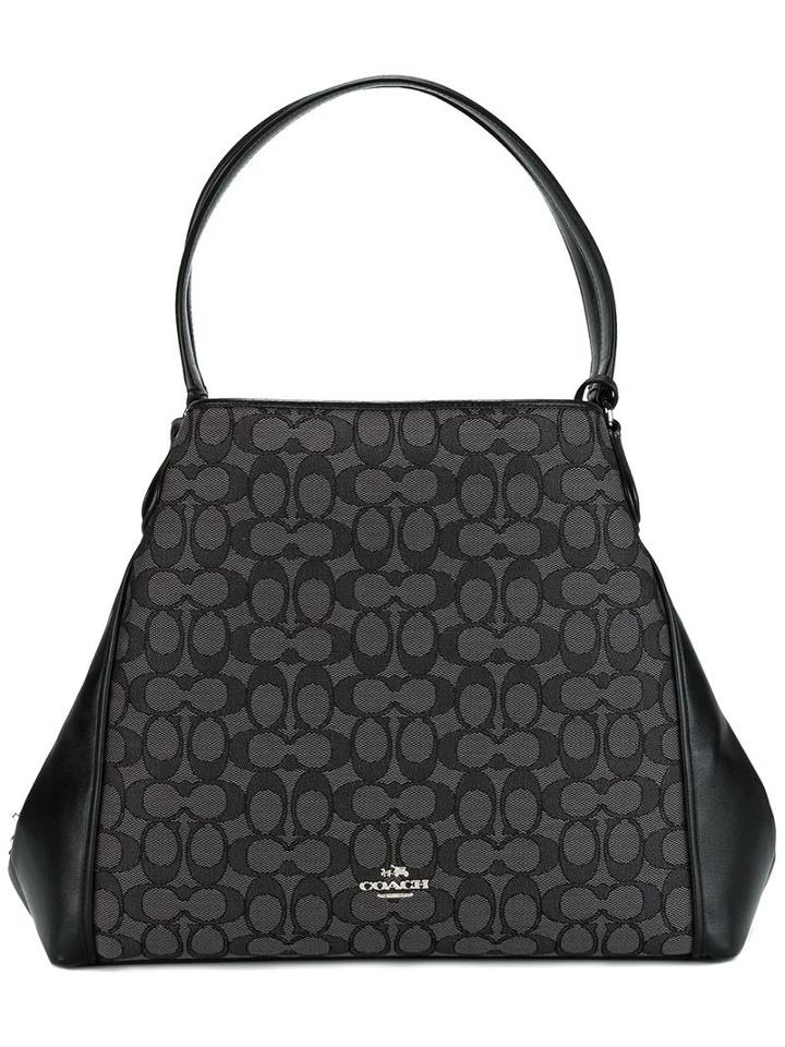 Coach Double Handles Shoulder Bag, Women's, Grey, Cotton/leather