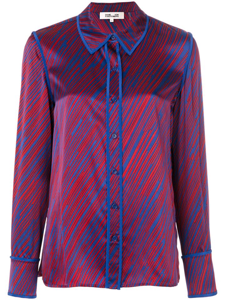 Dvf Diane Von Furstenberg Stripe Print Shirt - Blue