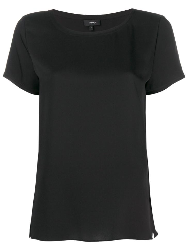 Theory Short-sleeve Shift Blouse - Black