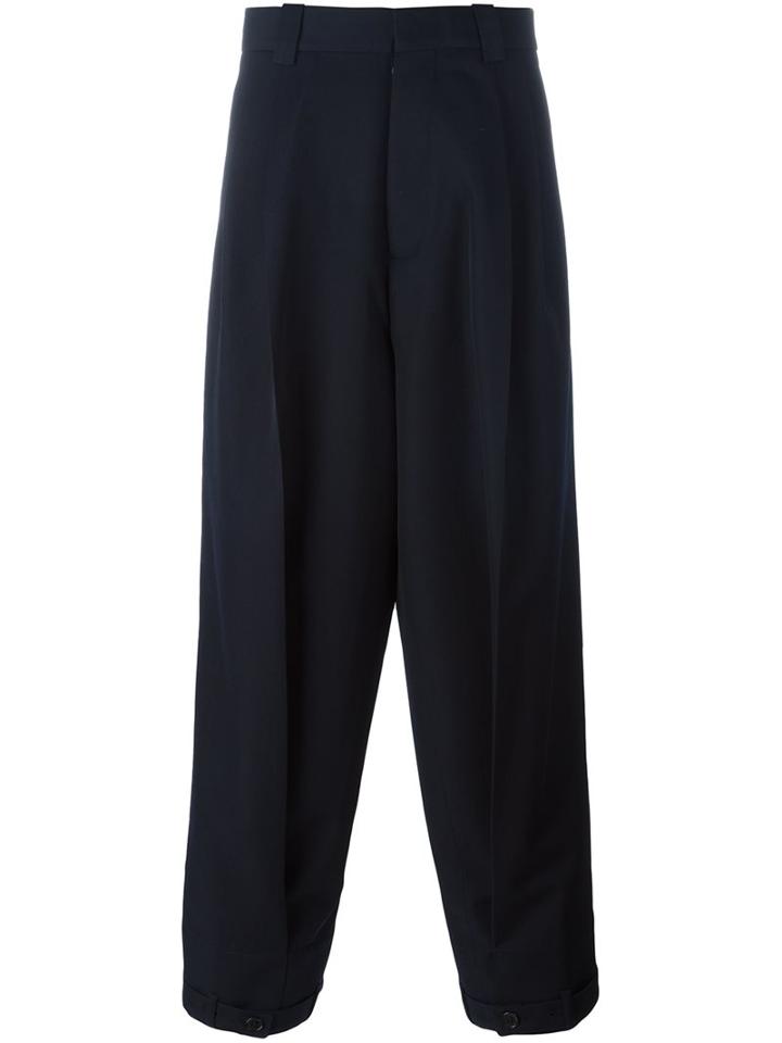 Marni Front Pleat Tapered Trousers, Men's, Size: 46, Blue, Cotton/polyamide/virgin Wool