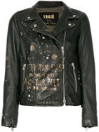 S.w.o.r.d 6.6.44 Slogan Print Biker Jacket - Black