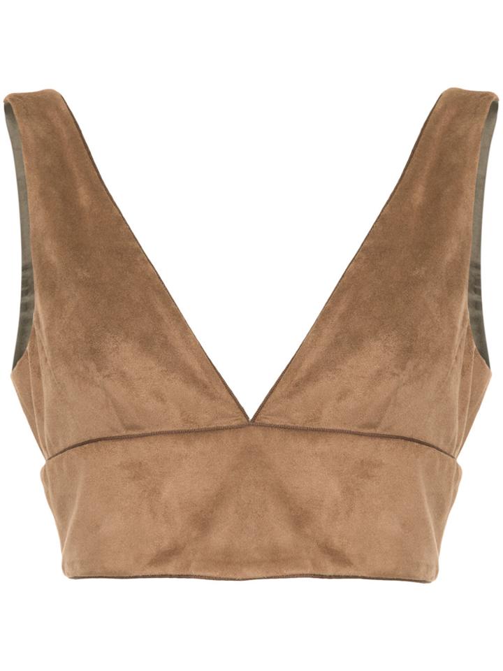 Aeron Cropped Bra Top - Brown