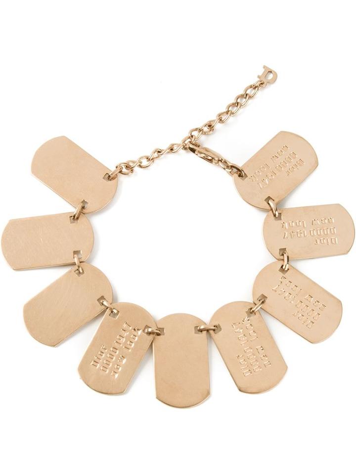 Christian Dior Vintage Dog Tag Bracelet, Women's, Metallic