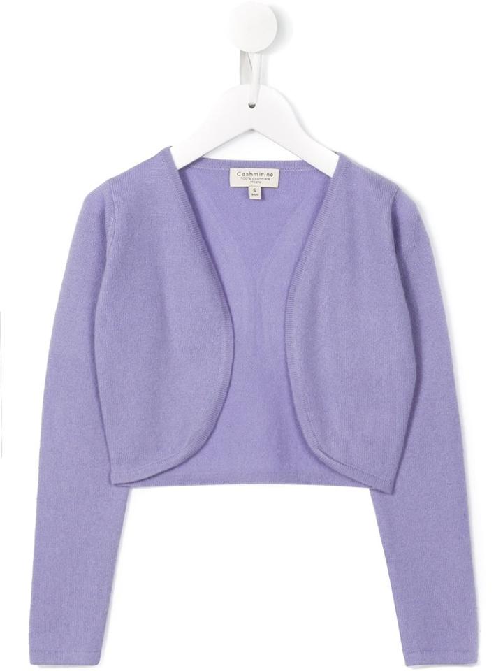 Cashmirino - Cropped V-neck Cardigan - Kids - Cashmere - 2 Yrs, Pink/purple