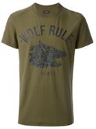 Diesel Wolf Print T-shirt, Men's, Size: M, Green, Polyester/cotton
