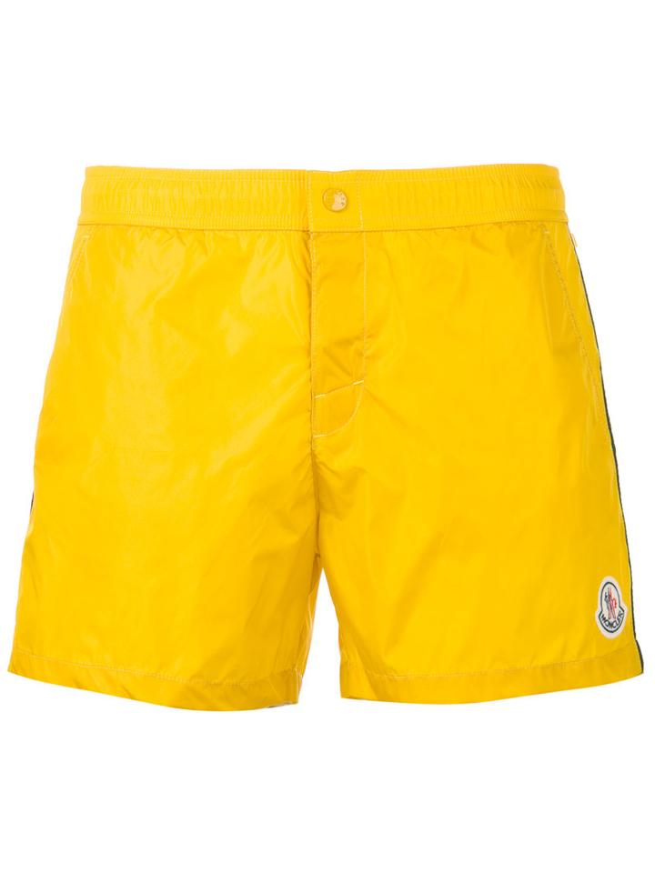 Moncler - Logo Plaque Swimming Trunks - Men - Polyamide/polyester - Xl, Yellow/orange, Polyamide/polyester