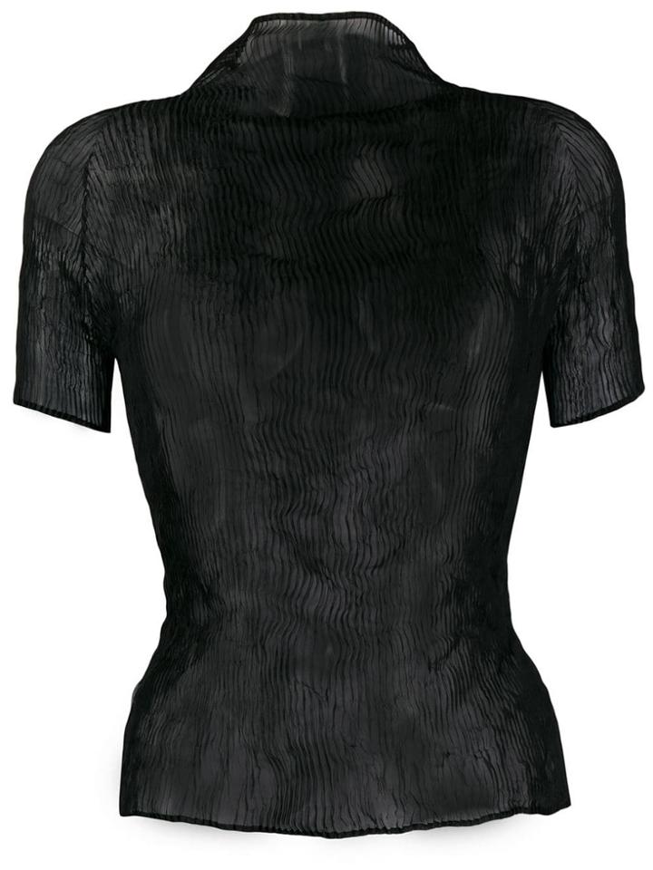 Issey Miyake Sheer Pleated Top - Black