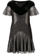 Talbot Runhof Metallic Mesh Mini Dress - Black