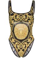 Versace Backless Scarf Print Swimsuit - Black