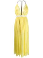 Blumarine Logo Waistband Gown - Yellow