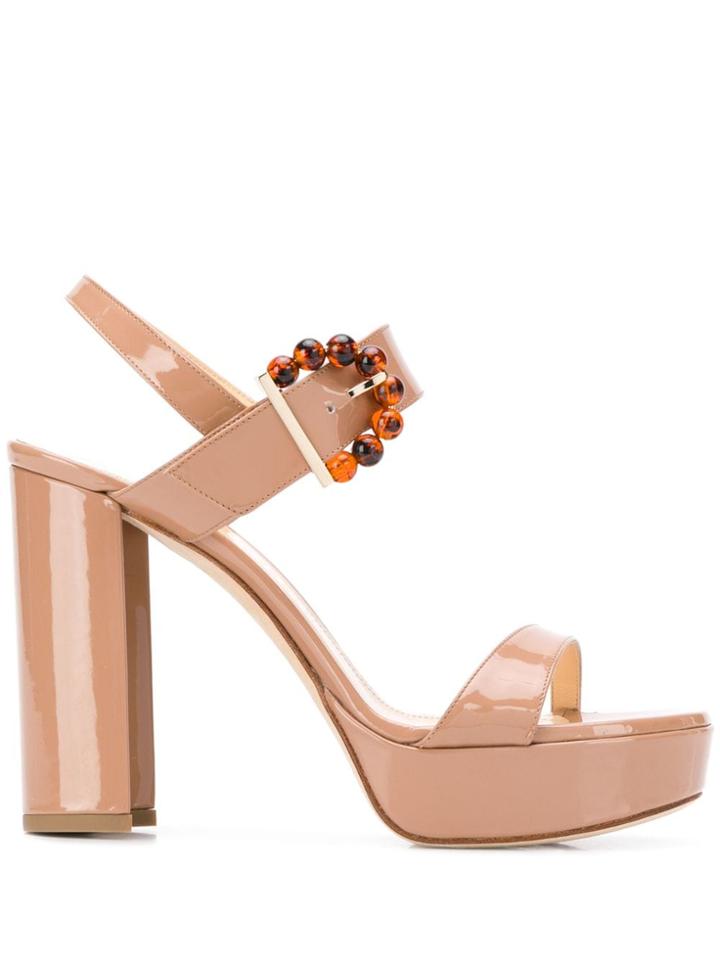 Chloe Gosselin Tori Beaded-buckle Platform Sandals - Neutrals