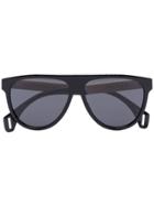 Gucci Eyewear Black Round Aviator Style Sunglasses