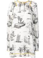 No21 Cuban Print Straight-cut Dress - White