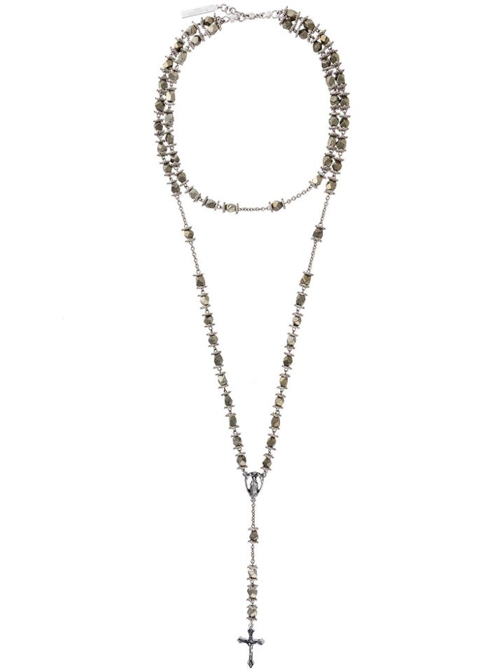 Givenchy Rosary Bead Stone Necklace - Metallic