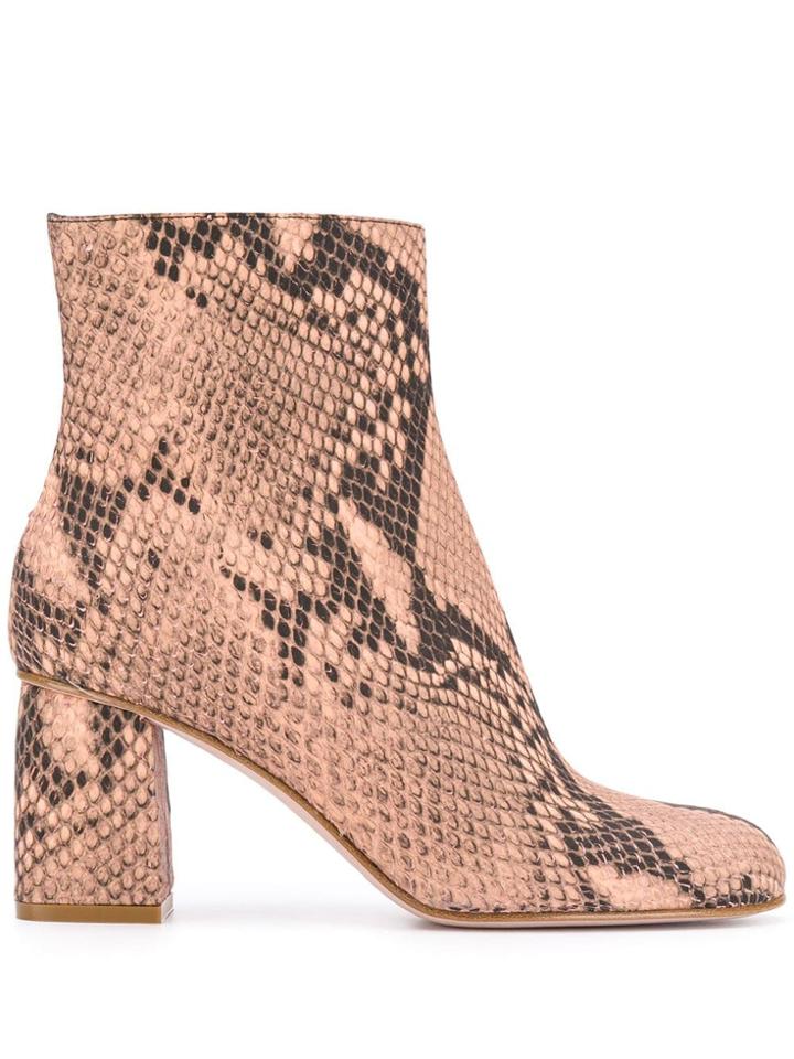 Red Valentino Red(v) Snake Print Boots - Neutrals