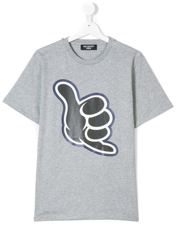 Neil Barrett Kids No Worries Hand Print T-shirt - Grey