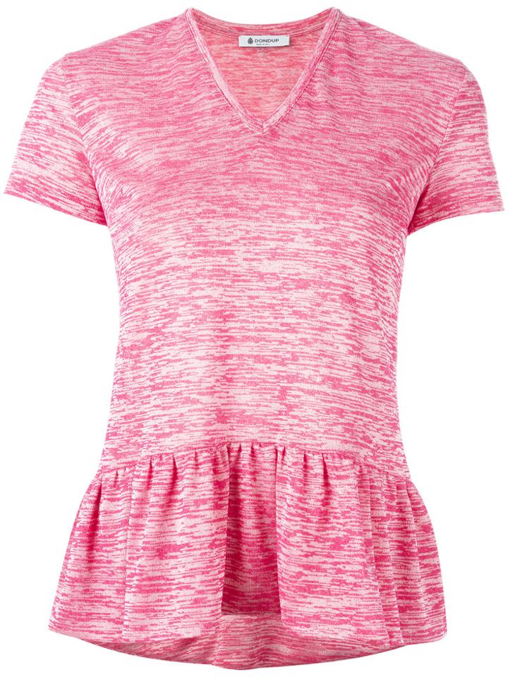 Dondup V Neck Pleated Trim Top - Pink & Purple