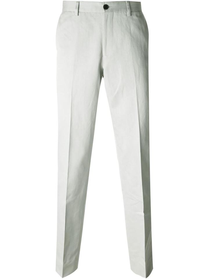 Ps Paul Smith Straight Leg Trousers, Men's, Size: 38, Grey, Cotton/linen/flax