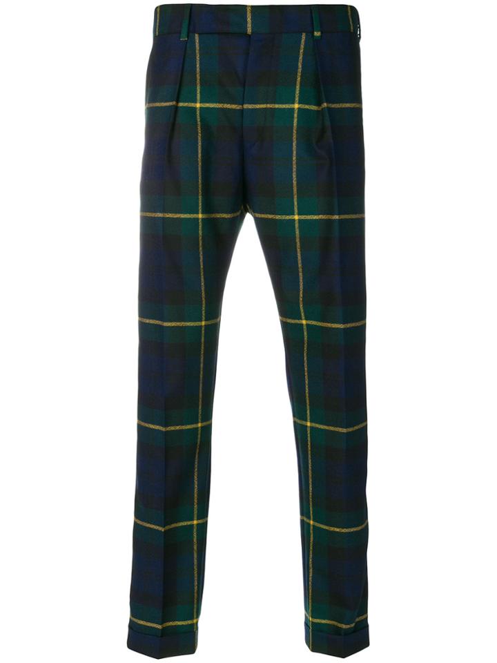 Paul Smith Tapered-fit Watch Check Trousers - Blue