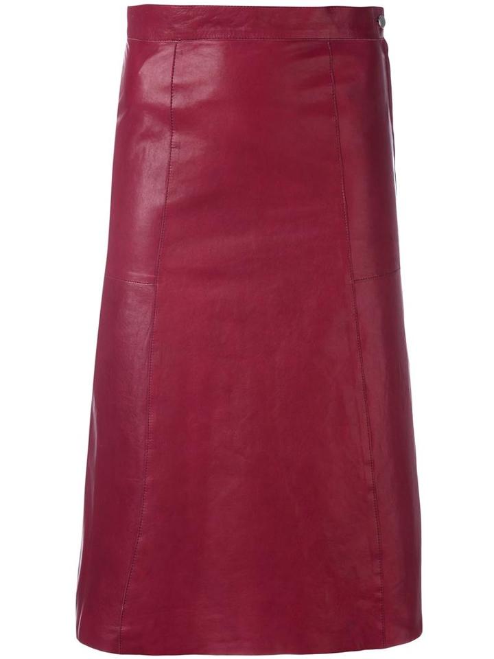 Vanessa Bruno 'doma' A-line Skirt, Women's, Size: 38, Red, Acetate/lamb Skin