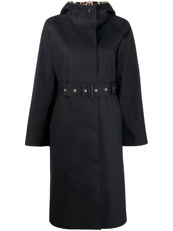 Mackintosh Inverurie Black X Leopard Oversized Single Breasted Trench