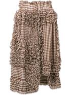 Comme Des Garçons Vintage Gingham Frilled Skirt - Brown